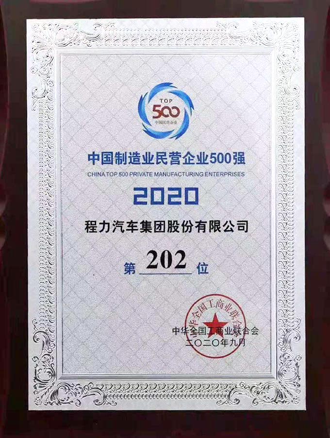 2017年中國民營企業制造業500強第225位